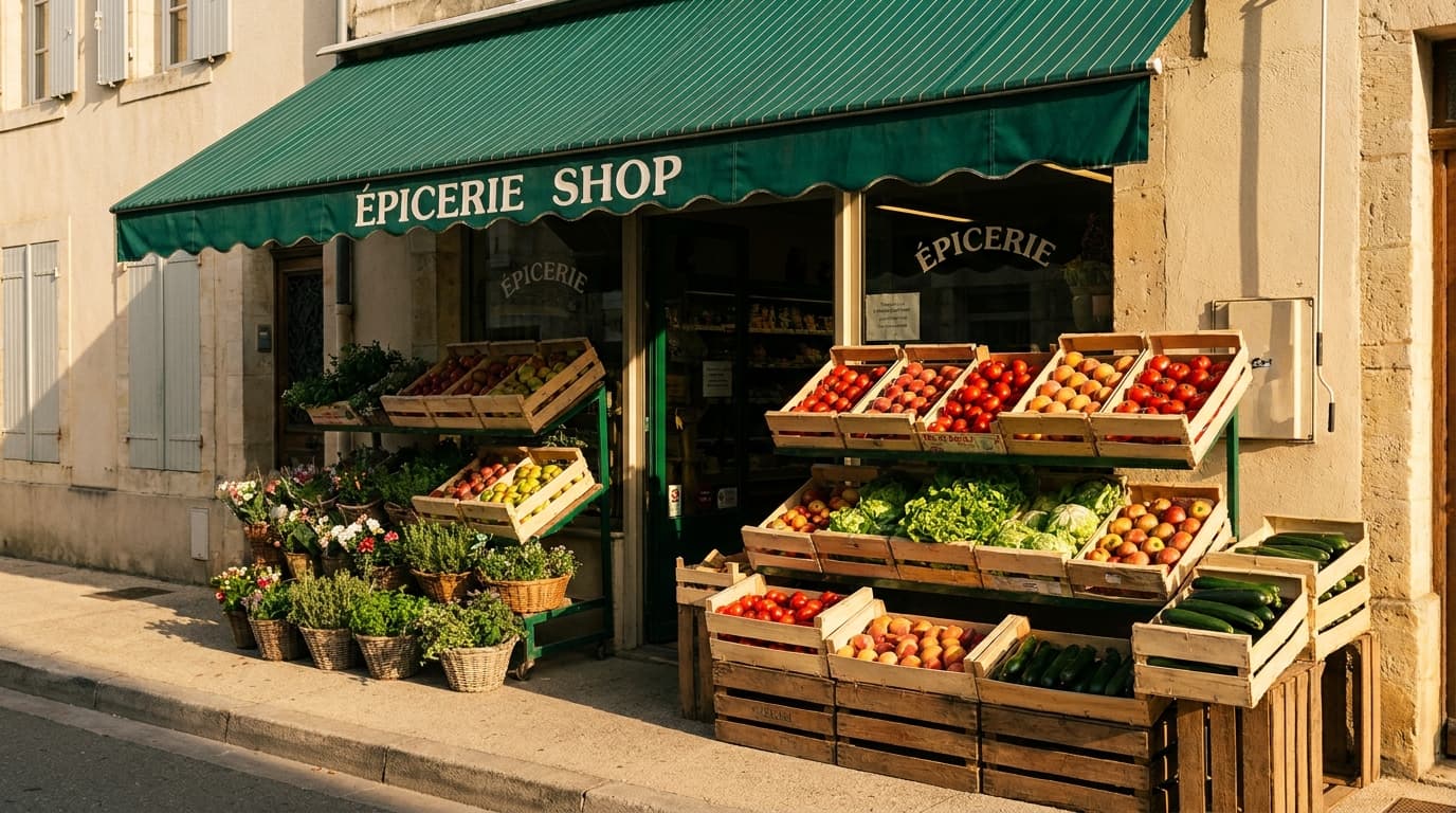 Étal de fruits et légumes frais du Primeur Condorcet